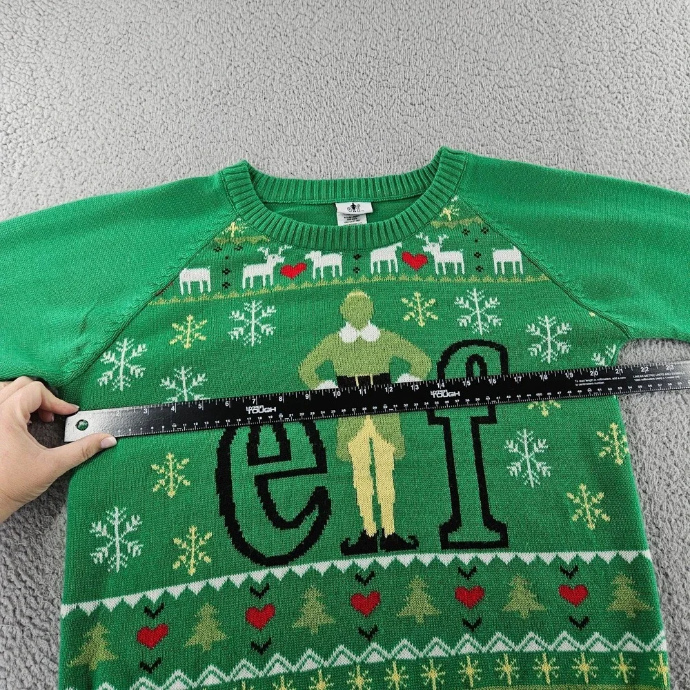 Elf‎ Ugly Christmas Sweater Womens XXL Green Holiday  Tacky Knit Snowflake Buddy